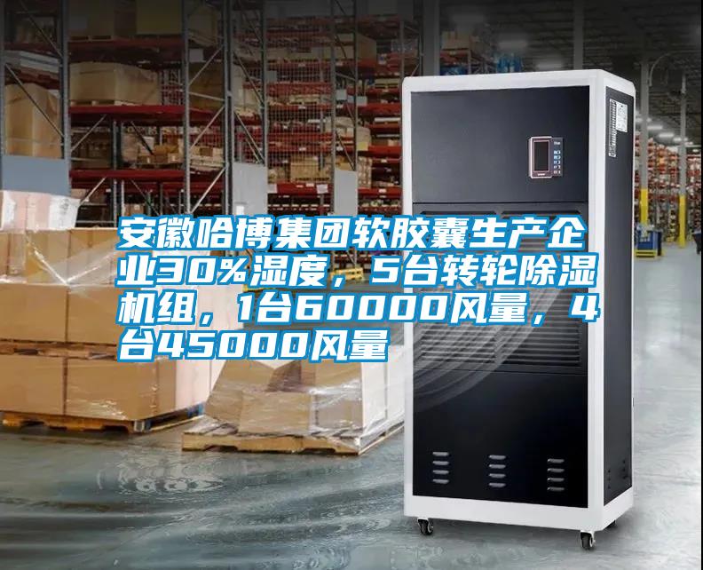 安徽哈博集團軟膠囊生產(chǎn)企業(yè)30%濕度，5臺轉輪除濕機組，1臺60000風(fēng)量，4臺45000風(fēng)量